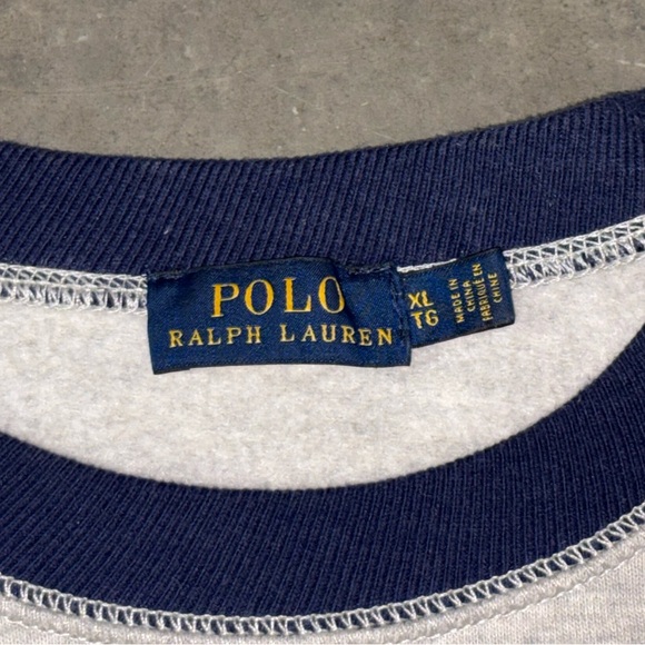 Women’s Polo Ralph Lauren Embroidered Crest Crewneck Cotton Size XL Gray Navy - Picture 7 of 16